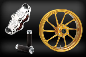 Chrome and Black Custom Motorcycle Metric and Sportbike Wheels and Accessories