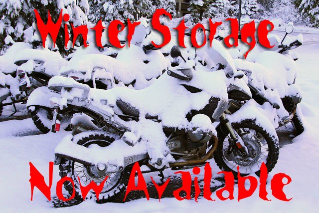 Winter indoor motorcycle storage